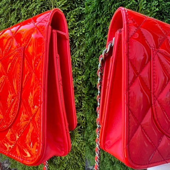 Authentic Chanel red patent calfskin leather Wallet on Chain - Picture 11 of 17